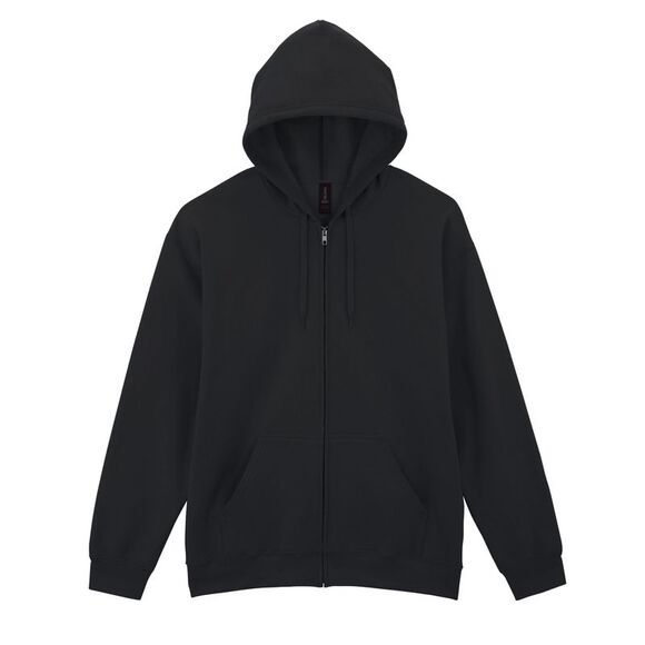 Gildan Unisex Adult Softstyle Fleece Midweight Full Zip Hoodie / Black